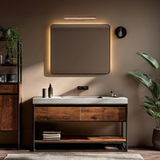Applique da parete in legno noce design moderno luce verso il basso