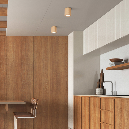 Faretto lampada da soffitto scandinavo cilindro di legno