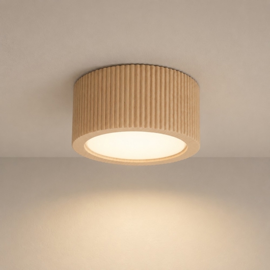 Plafoniera lampada da soffitto scandinava in legno rotonda