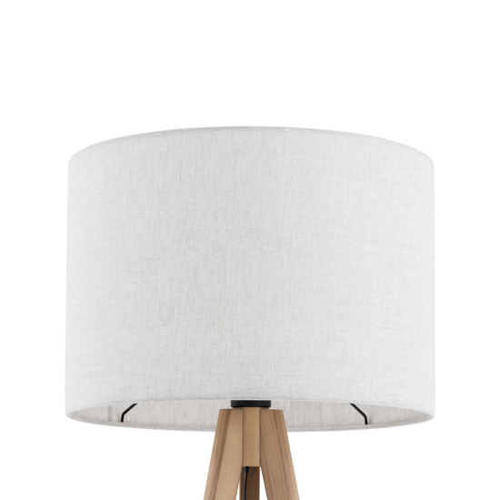 Piantana tre piedi in legno pino scandinavo con paralume lino
