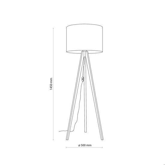 Lampada da terra tre piedi in legno pino paralume lino beige