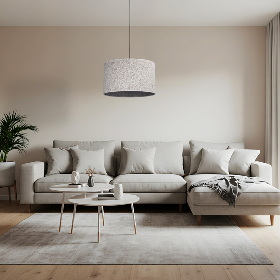 Lampadario a sospensione cilindro di tessuto bianco nero