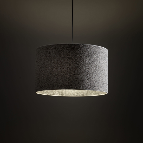 Lampadario a sospensione cilindro di tessuto bianco nero