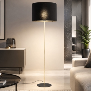 Piantana stile contemporaneo oro lucido paralume nero