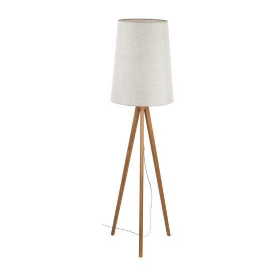 Piantana di legno scandinavo paralume di lino
