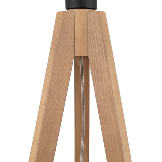 Piantana lampada scandinava tre piedi di legno paralume allungato nero