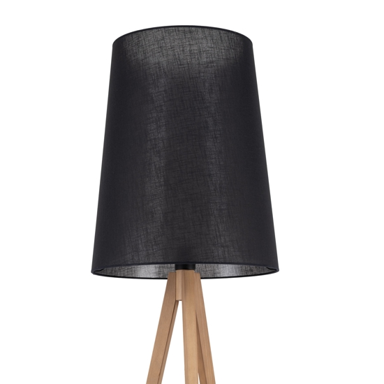 Piantana lampada scandinava tre piedi di legno paralume allungato nero