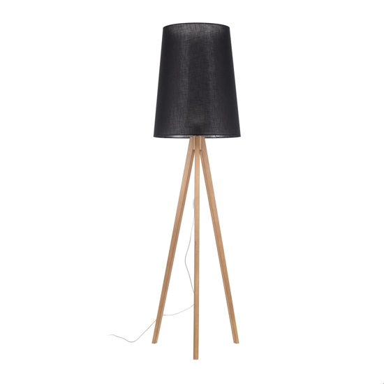 Piantana lampada scandinava tre piedi di legno paralume allungato nero