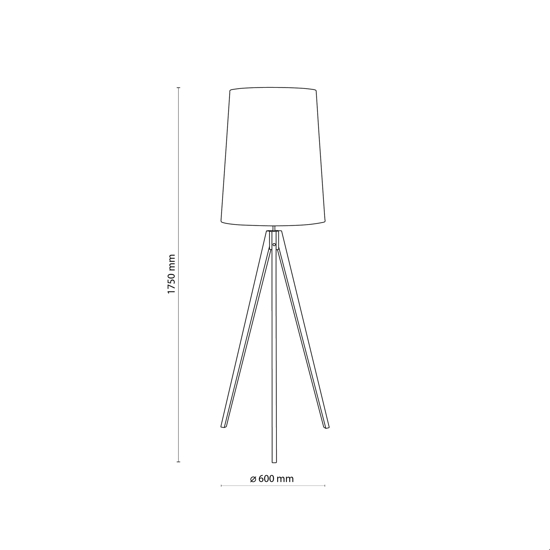 Piantana lampada scandinava tre piedi di legno paralume allungato nero