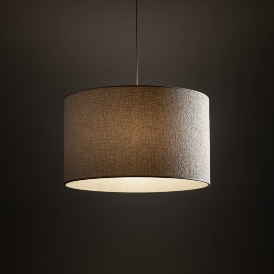 Lampadario cilindro a sospensione tessuto sabbia