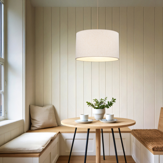 Lampadario cilindro a sospensione tessuto sabbia