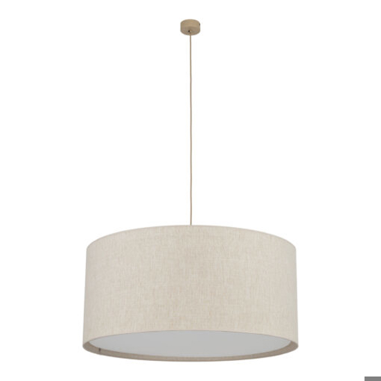 Lampadario a sospensione cilindro di tessuto beige