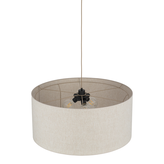 Lampadario a sospensione cilindro di tessuto beige