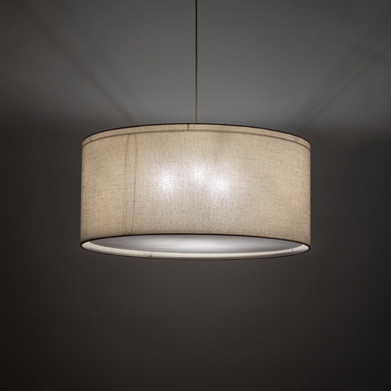 Lampadario a sospensione cilindro di tessuto beige
