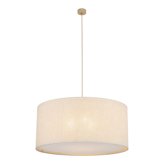 Lampadario a sospensione cilindro di tessuto beige