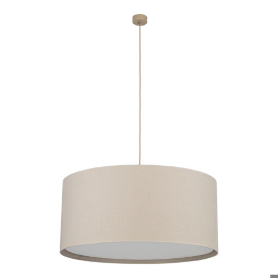 Lampadario cilindro a sospensione di tessuto lino 