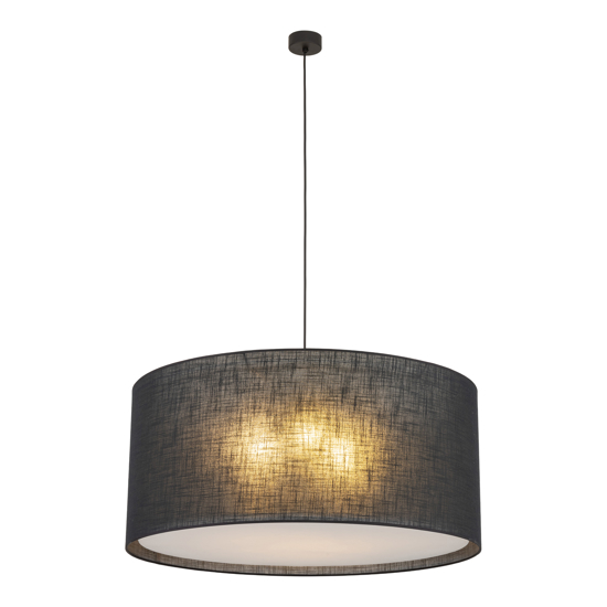 Lampadario cilindro di tessuto nero per soggiorno