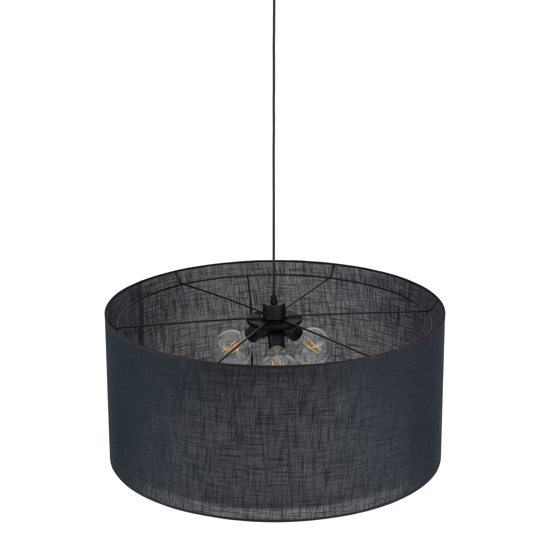 Lampadario cilindro di tessuto nero per soggiorno
