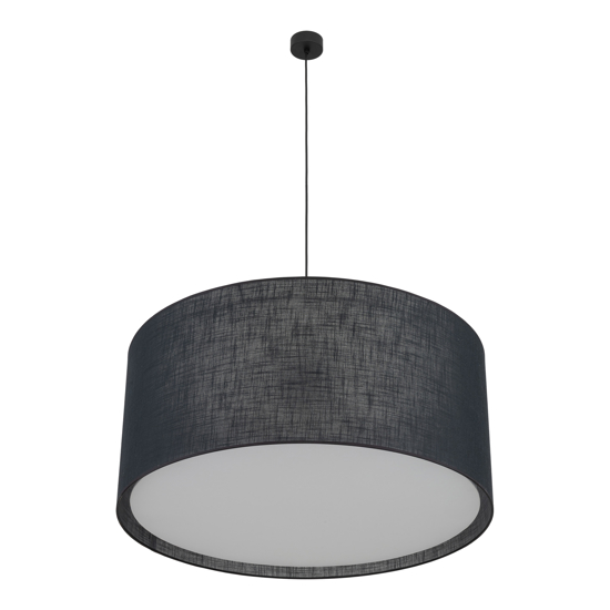 Lampadario cilindro di tessuto nero per soggiorno