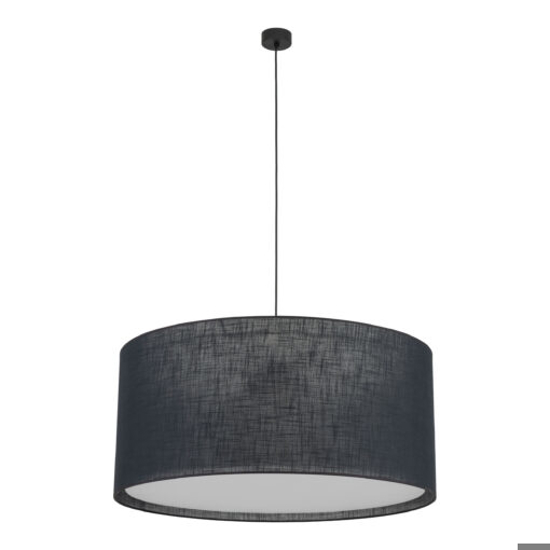 Lampadario cilindro di tessuto nero per soggiorno