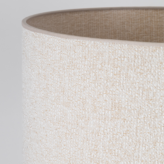Piantana da terra moderna sabbia con paralume cilindro di tessuto beige