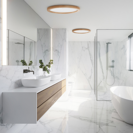 Plafoniera da bagno scandinava 36w led cct in legno