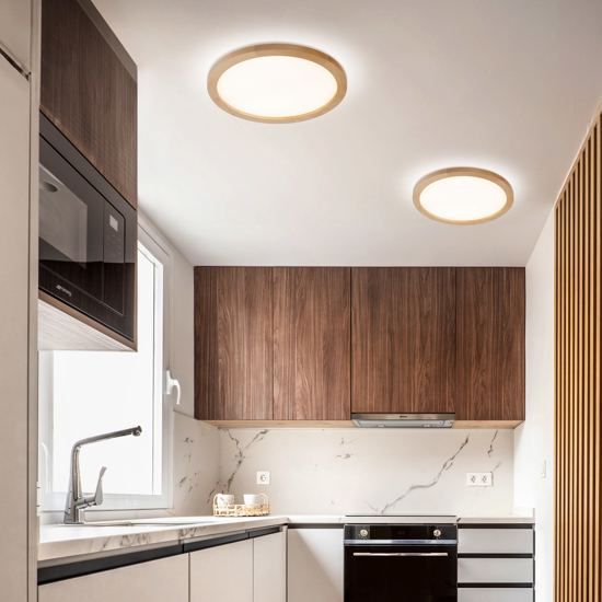 Plafoniera da bagno scandinava 36w led cct in legno