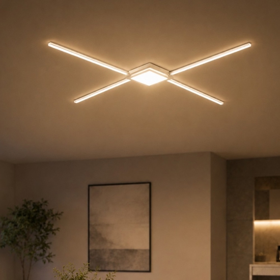 Plafoniera led 27w 4000k design moderna bianca per soggiorno