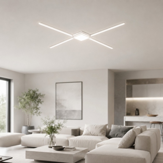Plafoniera led 27w 4000k design moderna bianca per soggiorno