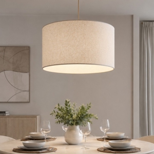 Lampadario cilindro a sospensione tessuto sabbia