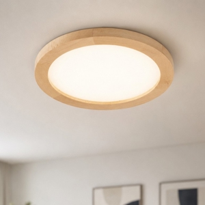 Plafoniera da bagno scandinava di legno led 24w cct ip54
