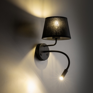 Applique con interruttore doppia luce presa usb nero da comodino per camera da letto