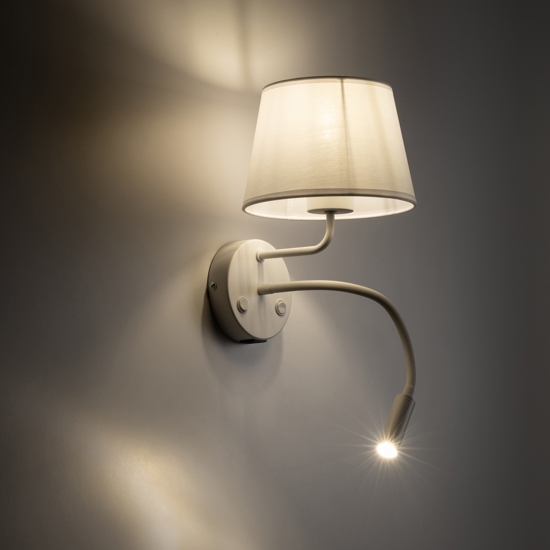 Applique bianco doppia luce presa usb per comodino camera da letto moderna