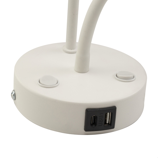 Applique bianco doppia luce presa usb per comodino camera da letto moderna