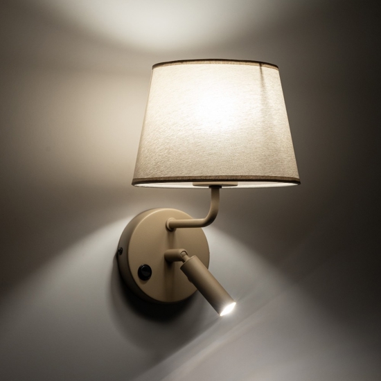 Applique sabbia  doppia luce per comodino camera da letto