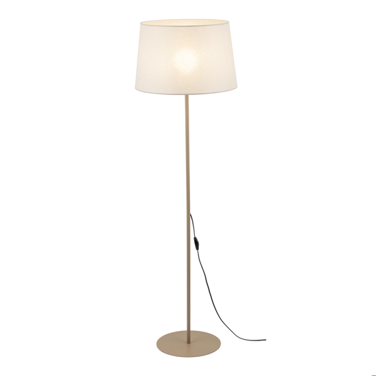 Piantana stelo sabbia paralume in tessuto beige 