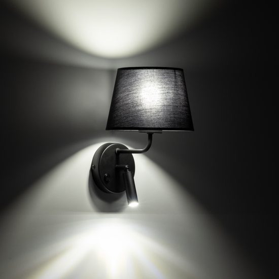 Applique nero con interruttore doppia luce per comodino camera da letto