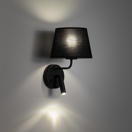 Applique nero con interruttore doppia luce per comodino camera da letto