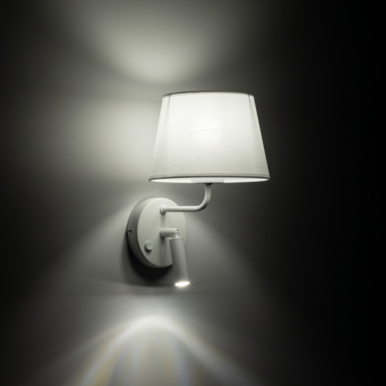 Applique bianco con interruttori doppia luce per comodini camera da letto