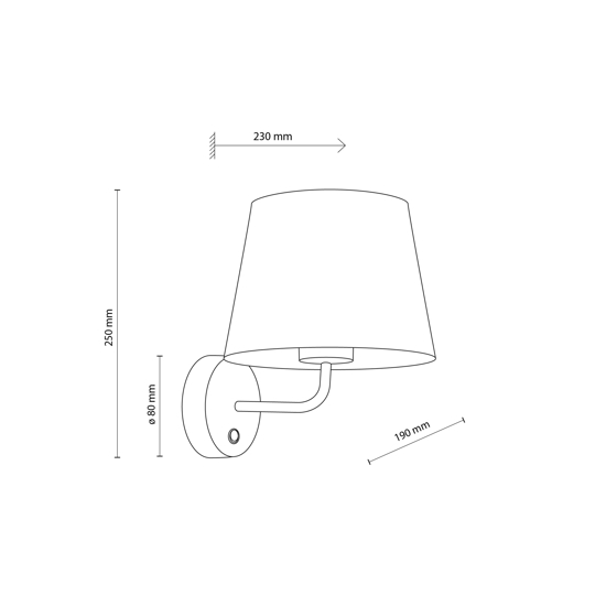 Applique bianco con interruttore per comodino camera da letto 