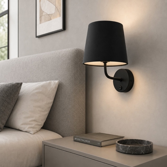 Applique nero con interruttore per comodino camera da letto