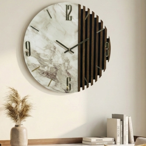 Orologio da parete 60cm design tondo resina legno contemporaneo