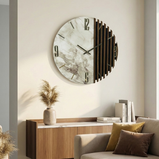Orologio da parete 60cm design tondo resina legno contemporaneo
