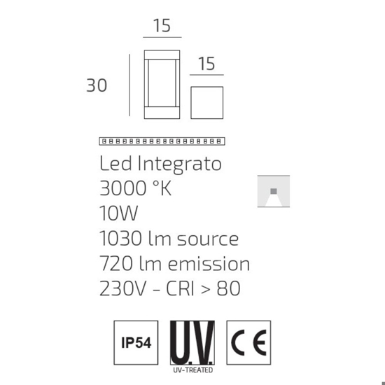Top light lampioncino da giardino monaco antracite led 10w 3000k ip54