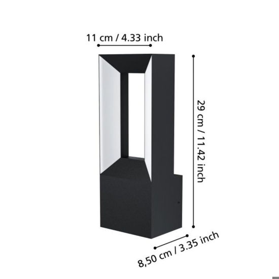 Applique da esterno ip44 nera moderna led 3000k