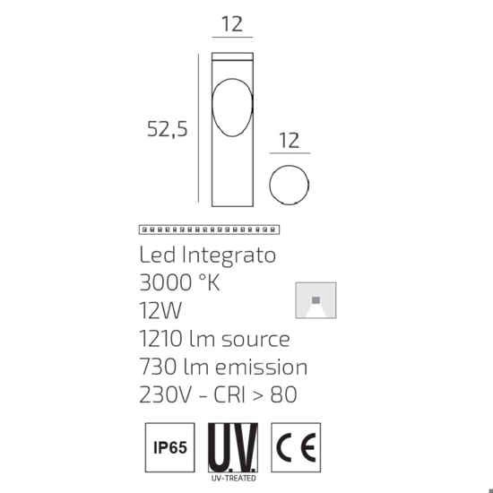 Top light belize lampione da esterno antracite moderno led 12w 3000k