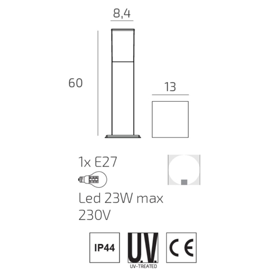Top light lampione da giardino nizza moderno bianco ip44