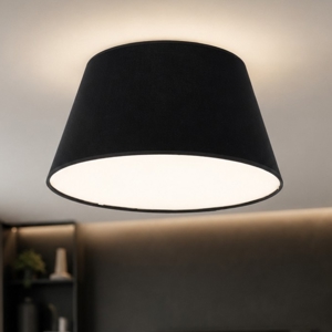 Plafoniera per camera da letto cono di tessuto nero 38 cm
