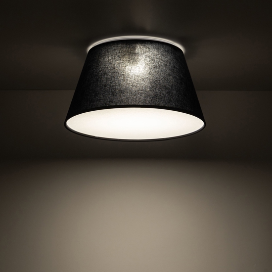 Plafoniera per camera da letto cono di tessuto nero 38 cm