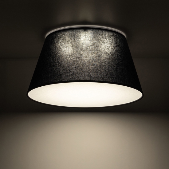 Plafoniera per camera da letto nera cono di tessuto da soffitto 50 cm